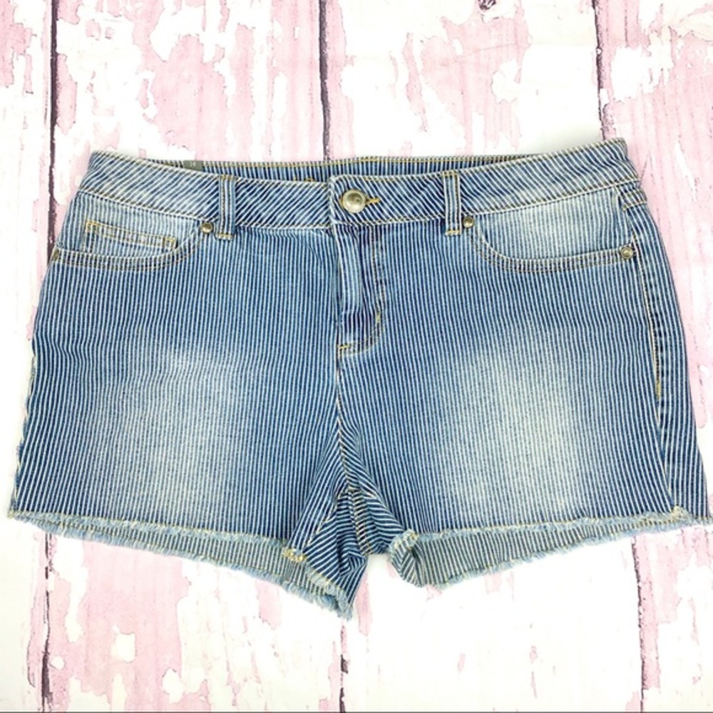 Lauren Conrad Pinstriped Jean Shorts